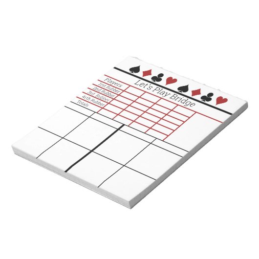 Bridge Card Game Score Pad Notitieblok (Linkerzijde)