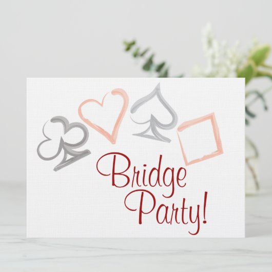 Bridge Card Party-uitnodiging Kaart (Staand voorkant)