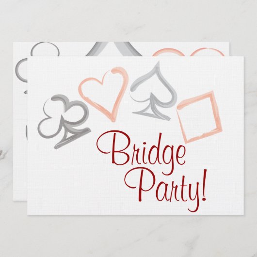Bridge Card Party-uitnodiging Kaart (Voorkant / Achterkant)