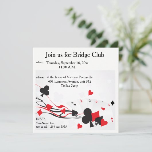 Bridge Club Kaart (Staand voorkant)