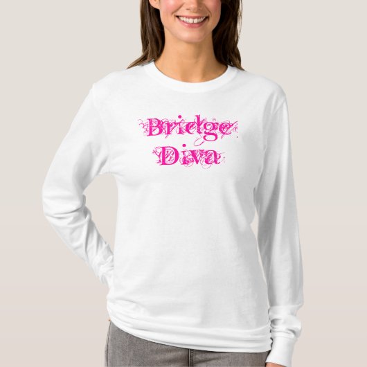 Bridge Diva Trendy Pink Script T-shirt (Voorkant)