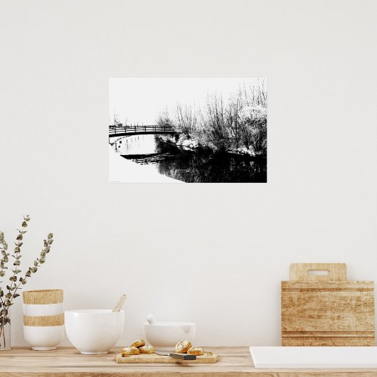 Bridge- en Stream Winter Scene-wapens Poster (Keuken)