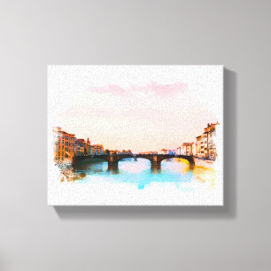 ** Bridge Firenze Florence Italië AP12 Italiaans Canvas Afdruk