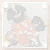 Bridge Game van Norman Rockwell Glazen Onderzetter (Achterkant)