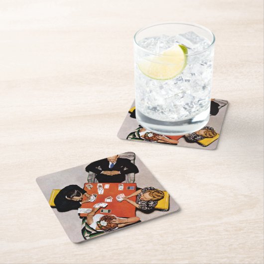 Bridge Game van Norman Rockwell Kartonnen Onderzetters (Insitu)