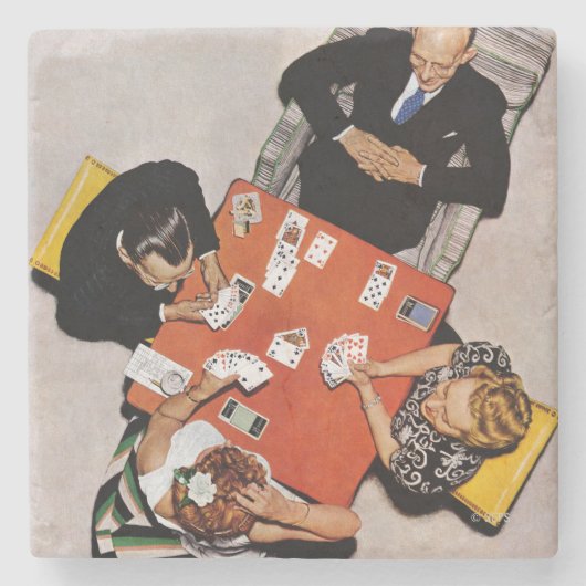 Bridge Game van Norman Rockwell Stenen Onderzetter (Voorkant)