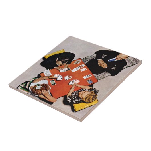 Bridge Game van Norman Rockwell Tegeltje (Zijkant)
