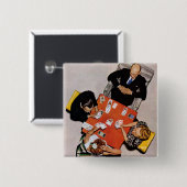 Bridge Game van Norman Rockwell Vierkante Button 5,1 Cm (Voorkant /achterkant)