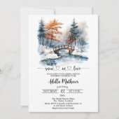 Bridge in Forest Snow in Love Bridal Shower Kaart (Voorkant)