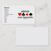 Bridge is mijn obsessie (Card Suits Bridge Humor) Visitekaartje (Voorkant / Achterkant)