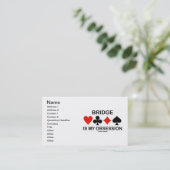 Bridge is mijn obsessie (Card Suits Bridge Humor) Visitekaartje (Staand voorkant)