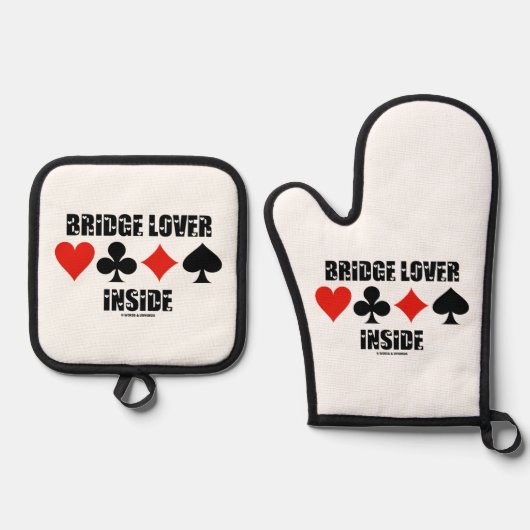 Bridge Lover in vier Kaarten Ovenwant & Pannenlap Set (Voorkant)