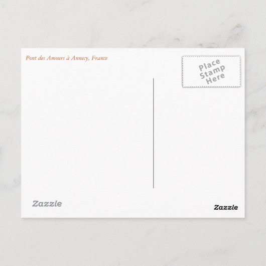 Bridge of Love, Annecy, Frankrijk Briefkaart (Achterkant)