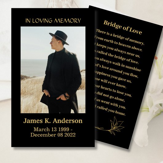 Bridge of Love Black Memorial Prayer Photo Card Visitekaartje