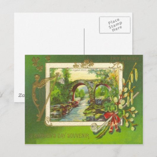 Bridge Pipe Harp van Erin St Patrick's Day Briefkaart (Voorkant / Achterkant)
