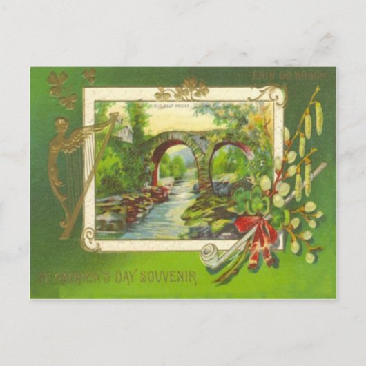Bridge Pipe Harp van Erin St Patrick's Day Briefkaart (Voorkant)
