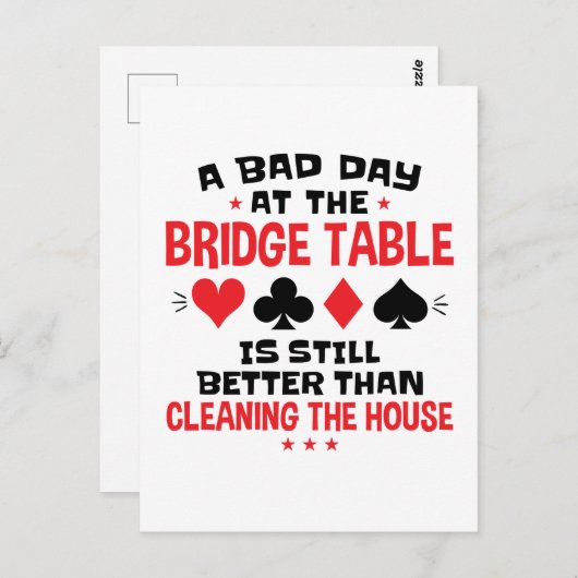 Bridge Player Funny Quote Bad Day aan Bridge Table Briefkaart (Voorkant / Achterkant)