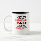 Bridge Player Funny Quote Bad Day aan Bridge Table Tweekleurige Koffiemok (Links)
