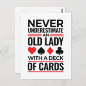 Bridge Player onderschat nooit oude Lady-kaarten Briefkaart (Voorkant / Achterkant)