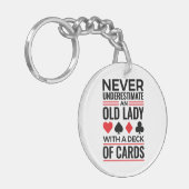 Bridge Player onderschat nooit oude Lady-kaarten Sleutelhanger (Voorkant Links)
