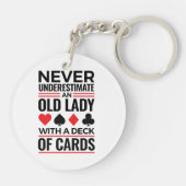 Bridge Player onderschat nooit oude Lady-kaarten Sleutelhanger (Achterkant)