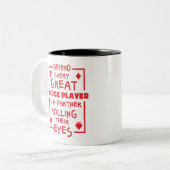 Bridge Player Partner die hun Oyes Funny Rolt Tweekleurige Koffiemok (Voorkant links)