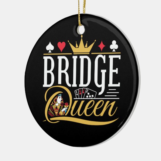 Bridge Queen Kaart Spel Vrouwen Keramisch Ornament (Links)