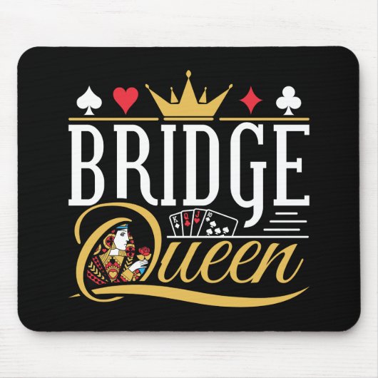 Bridge Queen Kaart Spel Vrouwen Muismat (Voorkant)