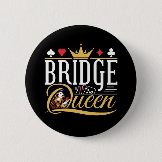 Bridge Queen Kaart Spel Vrouwen Ronde Button 5,7 Cm (Voorkant)