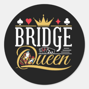 Bridge Queen Kaart Spel Vrouwen Ronde Sticker