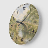 Bridge & River Wall Clock — Scenic Landscape Desig Grote Klok (Hoek)