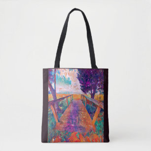 Bridge to peace an A.I.-schilderij Tote Bag