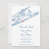 Bridgehampton NY Kaart Navy Blue Wedding (Voorkant)