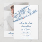 Bridgehampton NY Kaart Navy Blue Wedding (Voorkant / Achterkant)