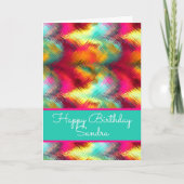 Bridgekleurige Glas in lood Happy Birthday Card Kaart (Voorkant)