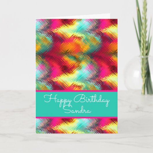 Bridgekleurige Glas in lood Happy Birthday Card Kaart (Voorkant)