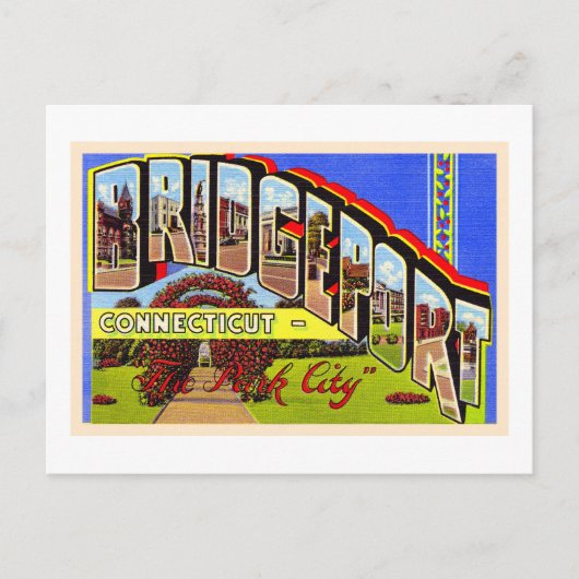 Bridgeport Connecticut CT Briefkaart met grote let (Voorkant)