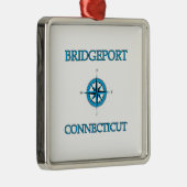 Bridgeport Connecticut Nautical Compass Roos Metalen Ornament (Rechts)