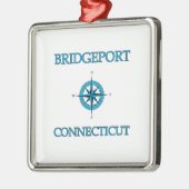 Bridgeport Connecticut Nautical Compass Roos Metalen Ornament (Links)