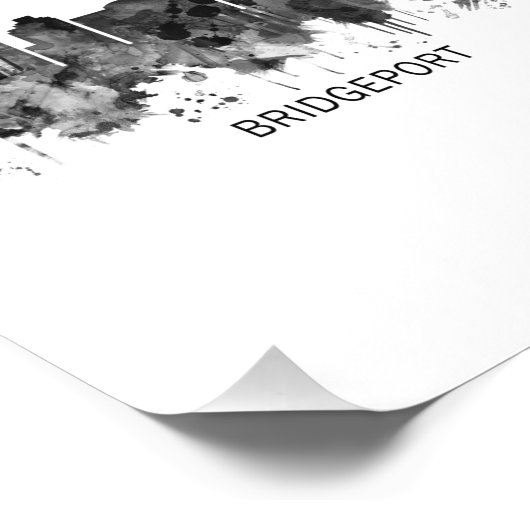 Bridgeport Connecticut Skyline BW Foto Afdruk (Hoek)