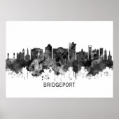 Bridgeport Connecticut Skyline BW Poster (Voorkant)