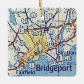 Bridgeport CT  Kaart Keramisch Ornament (Voorkant)