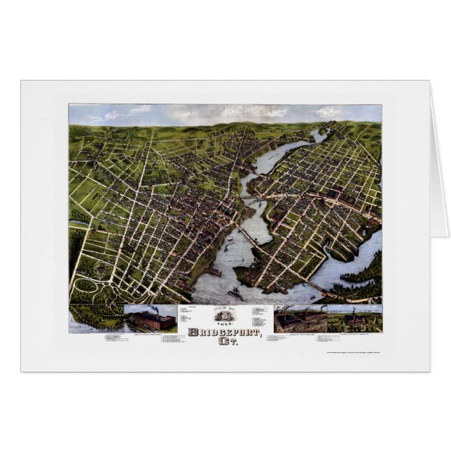 Bridgeport, CT Panorama Kaart - 1875 (Voorkant Horizontaal)