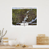 Bridgeport, CT Panorama Kaart - 1875 Poster (Keuken)