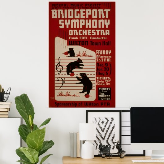 Bridgeport Symphony Orchestra Music Poster (Thuiskantoor)
