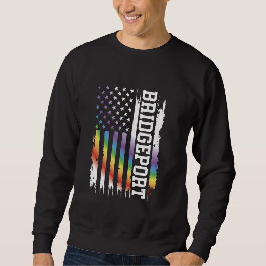 Bridgeport Verenigde Staten Distressed Rainbow W U Trui (Voorkant)