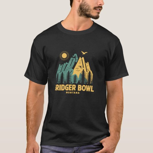 Bridger Bowl Bergen Montana Wandelen Buiten Vin T-shirt (Voorkant)