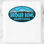 Bridger Bowl Montana blauw ovale stickers (Tas)