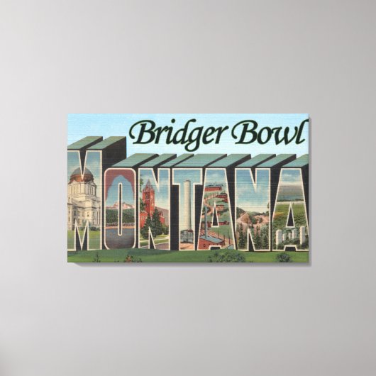 Bridger Bowl, Montana - Grote lettertjes Canvas Afdruk (Voorkant)