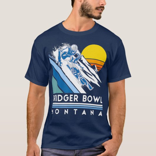 Bridger Bowl Montana Retro Ski T-shirt (Voorkant)